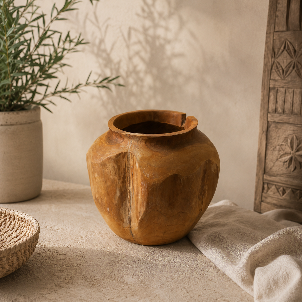 SENSE Teakhouten Vaas – Natural