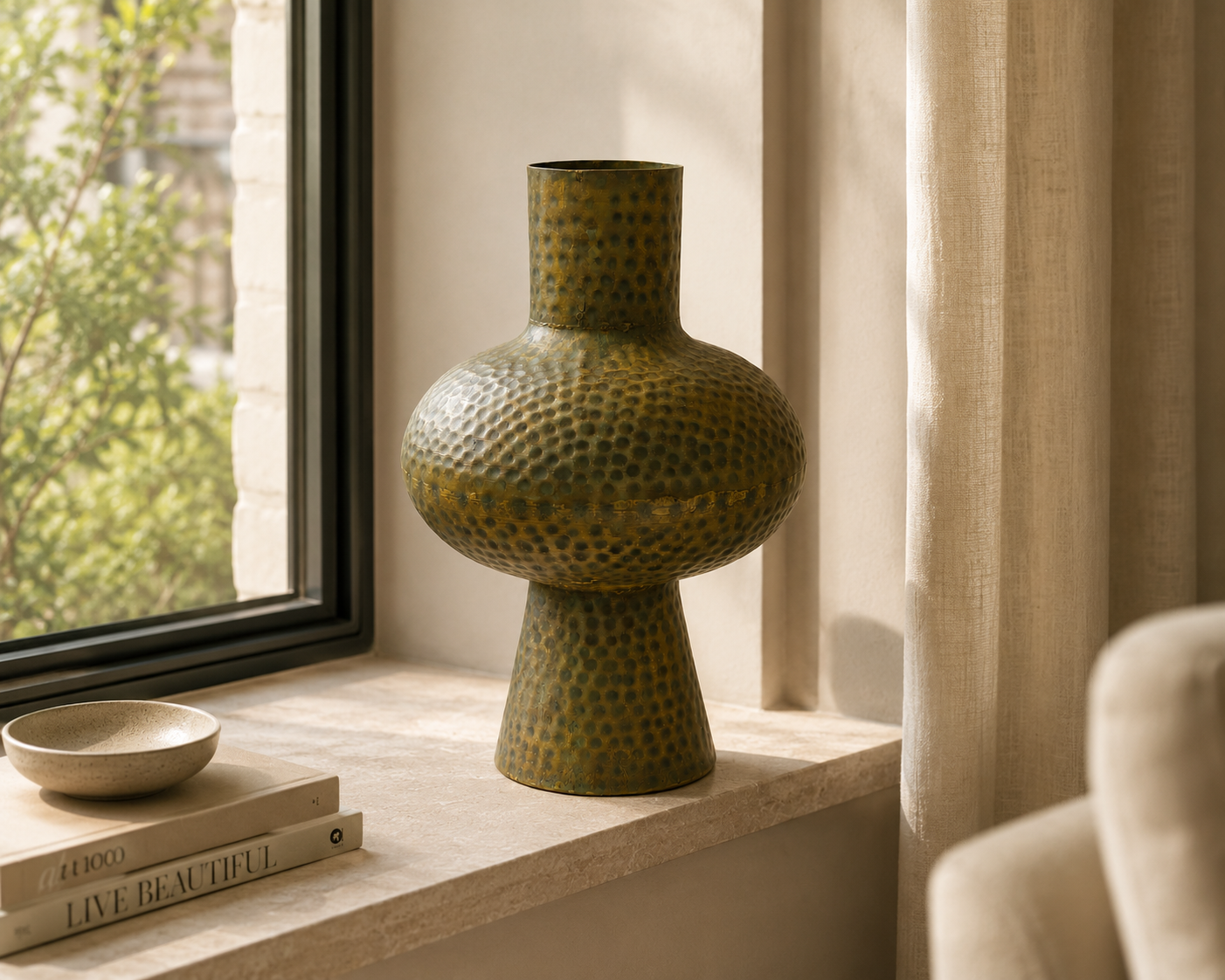 SENSE Metalen Vaas Vintage Goud