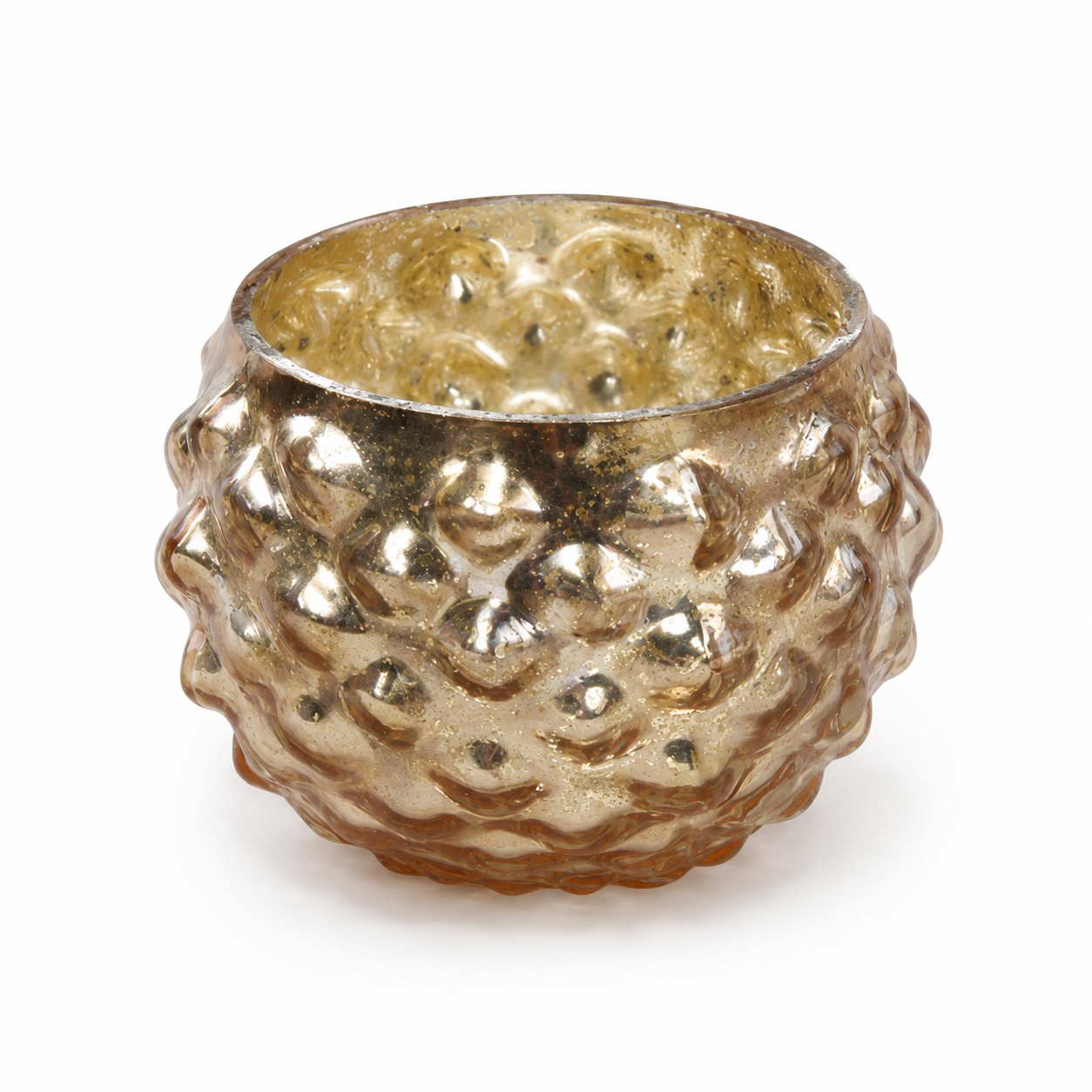 SENSE Bol Hobnail Waxinelichthouder Amber Goud
