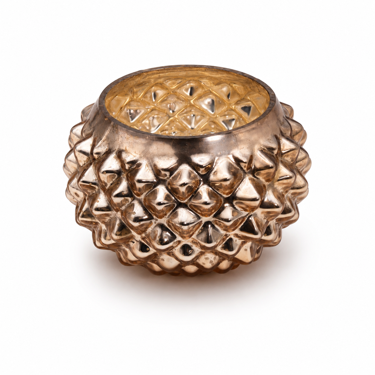 SENSE Bol Hobnail Waxinelichthouder Amber Goud