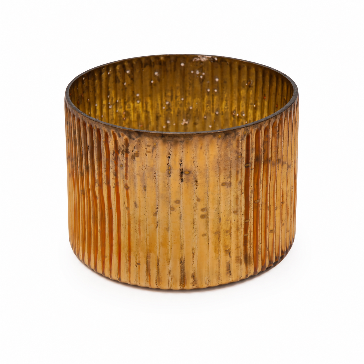 SENSE Ribbelglas Waxinelichthouder Amber Goud