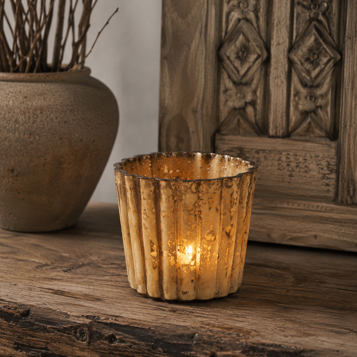 SENSE Waxine Lichthouder Amber Goud