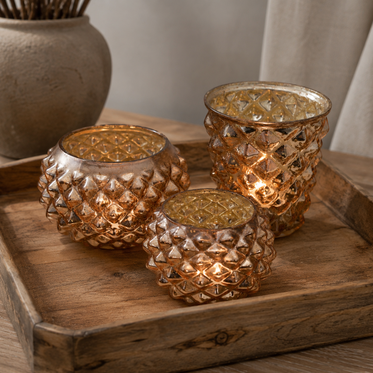 SENSE Waxine Lichthouder Amber Goud