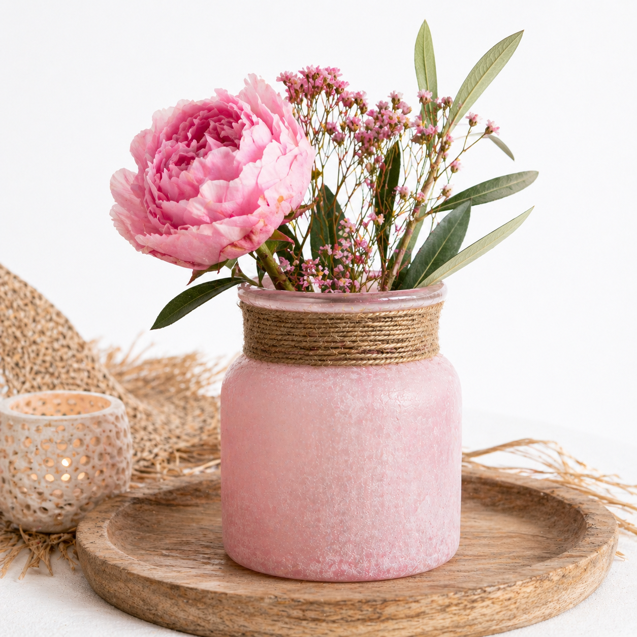 SENSE Glazen Windlicht pink Ammu