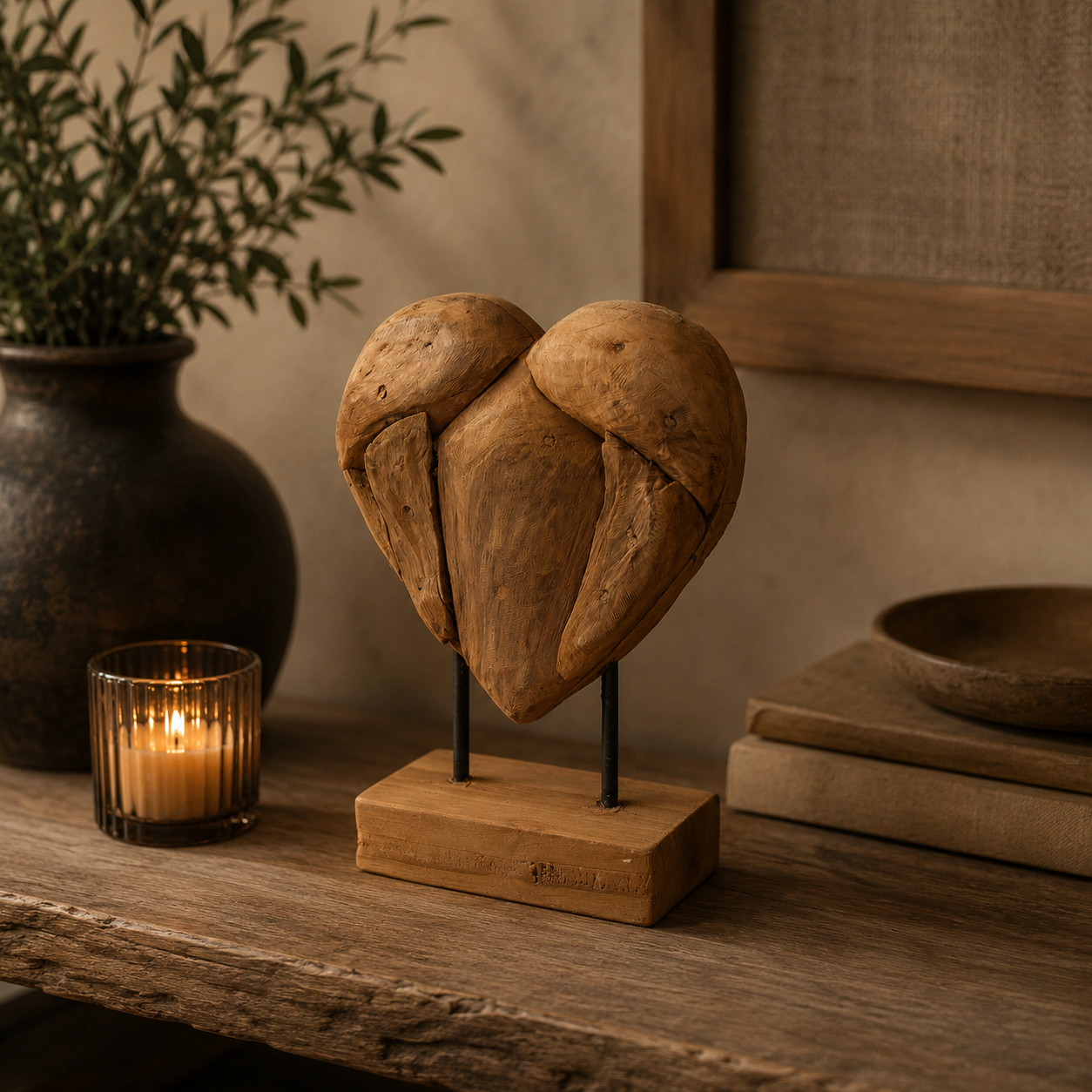 SENSE Houten Hart op Standaard