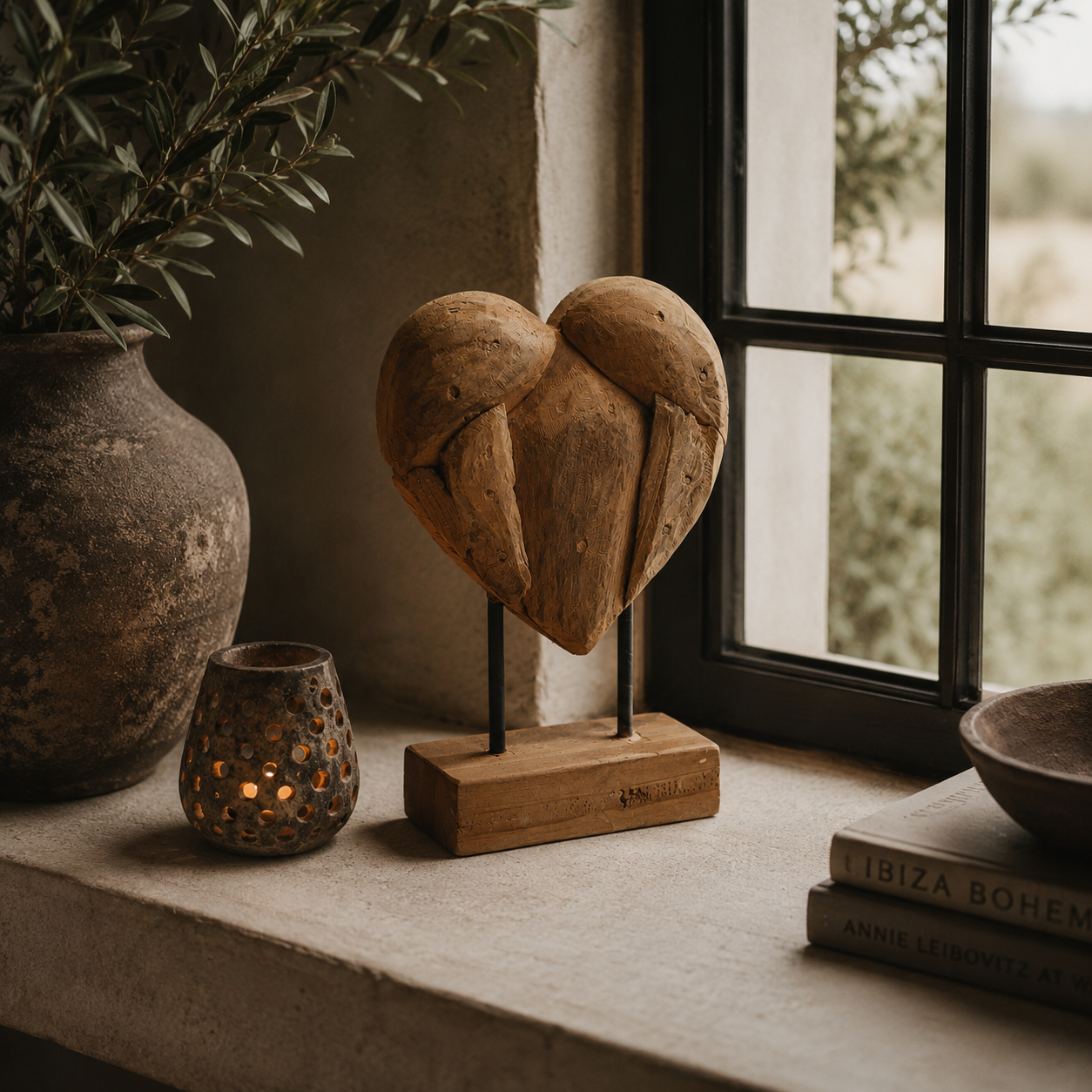 SENSE Houten Hart op Standaard