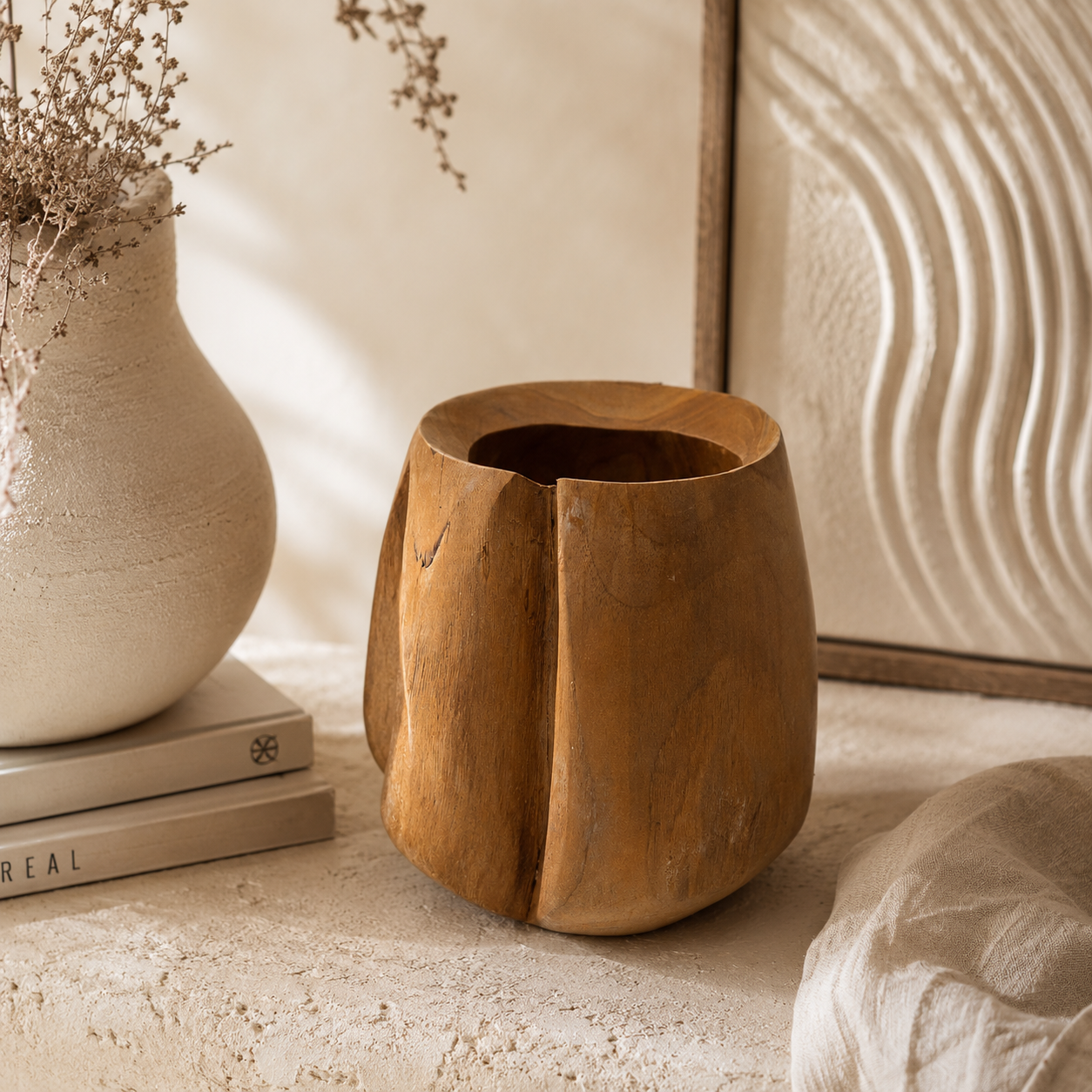 SENSE Teakhouten Vaas – Natural