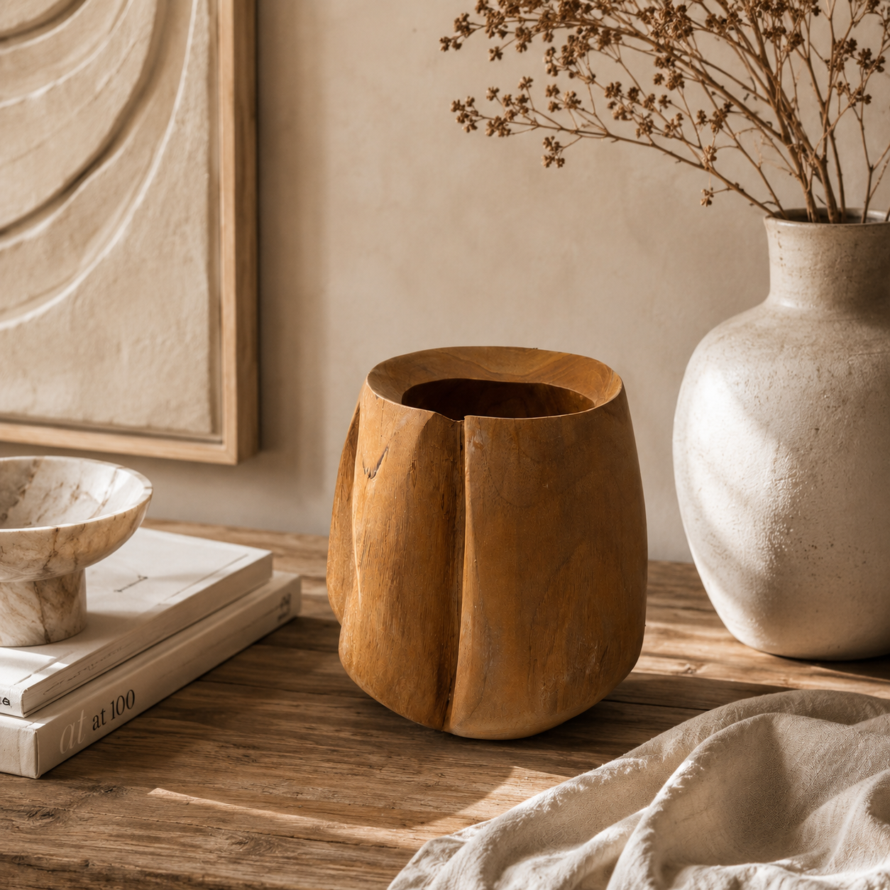 SENSE Teakhouten Vaas – Natural