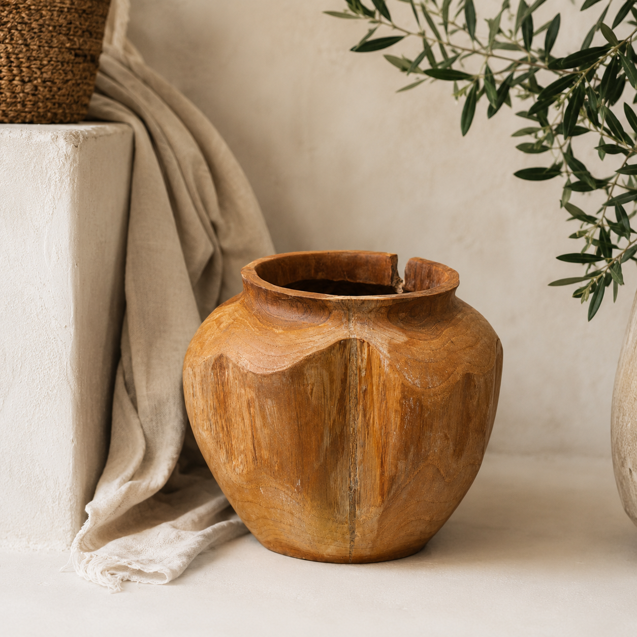 SENSE Teakhouten Vaas – Natural