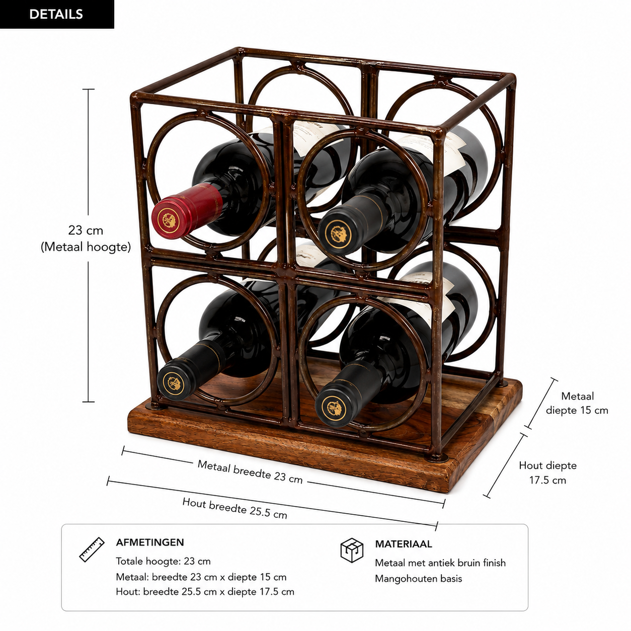SENSE Wijnrek Circle Design – Metaal Roest