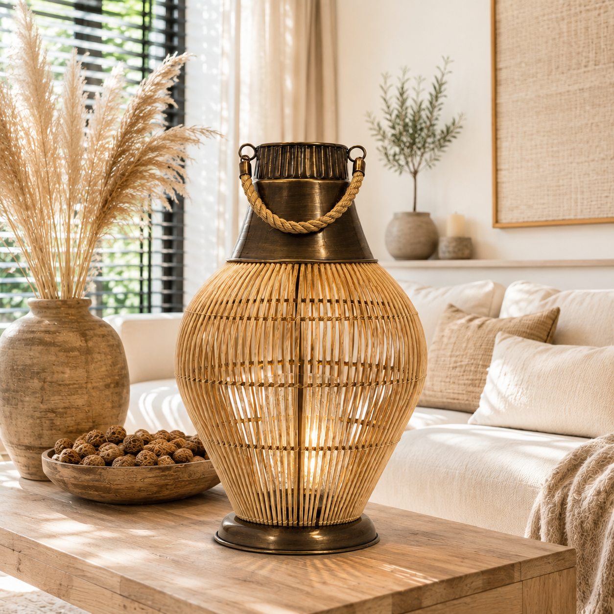 SENSE BAMBOO LANTERN BRASS