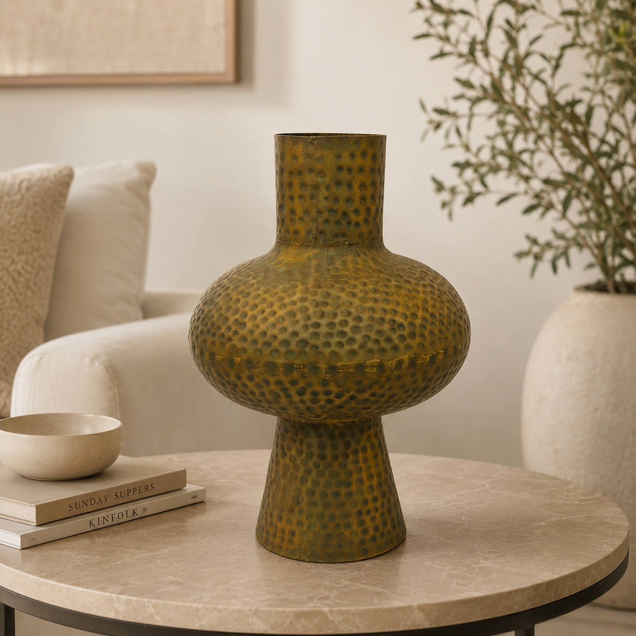 SENSE Metalen Vaas Vintage Goud