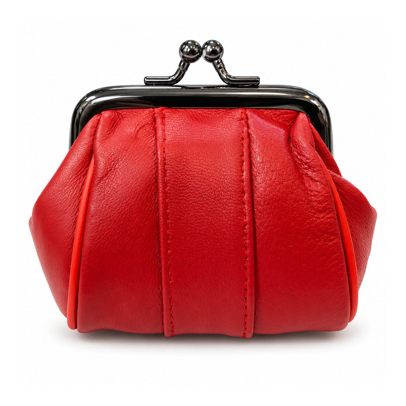 SENSE knipportemonnee van rood lamsleer, 10 × 9 cm