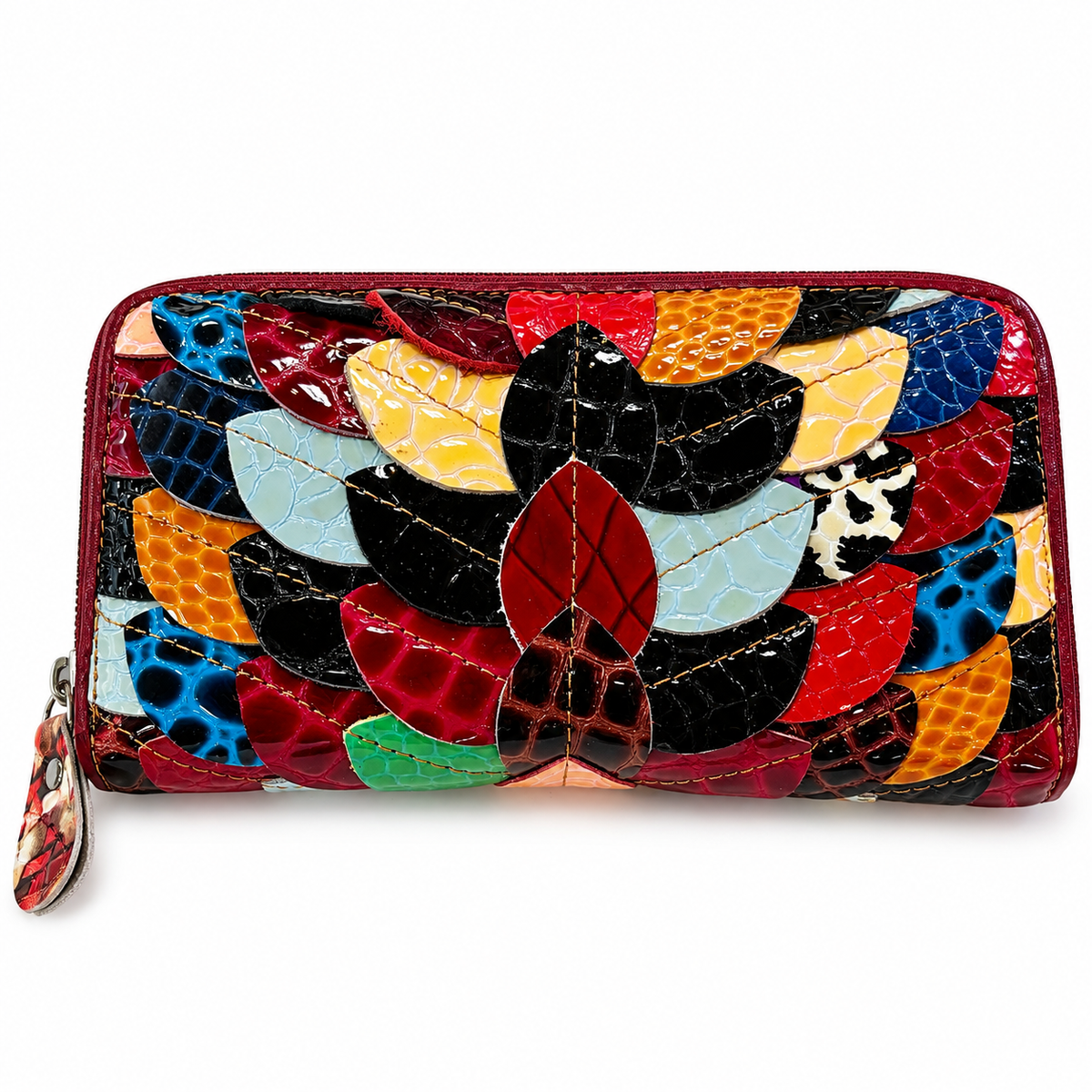 SENSE Leren Dames Portemonnee – Patchwork Multicolor – Echt Leer