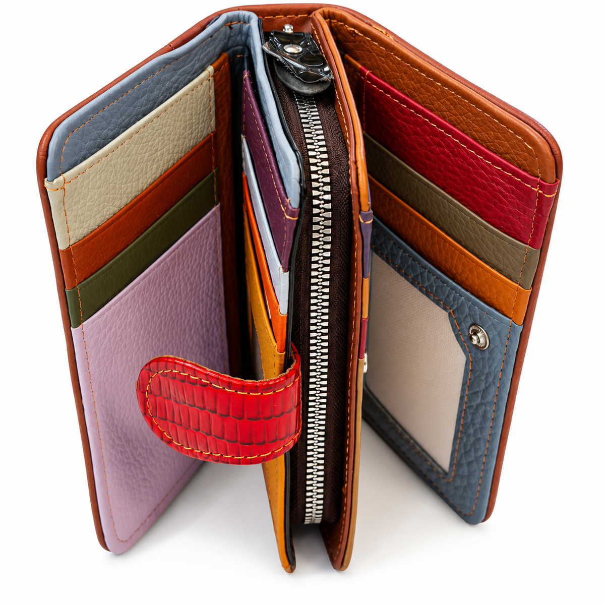 SENSE Leren Dames Portemonnee – Patchwork Multicolor