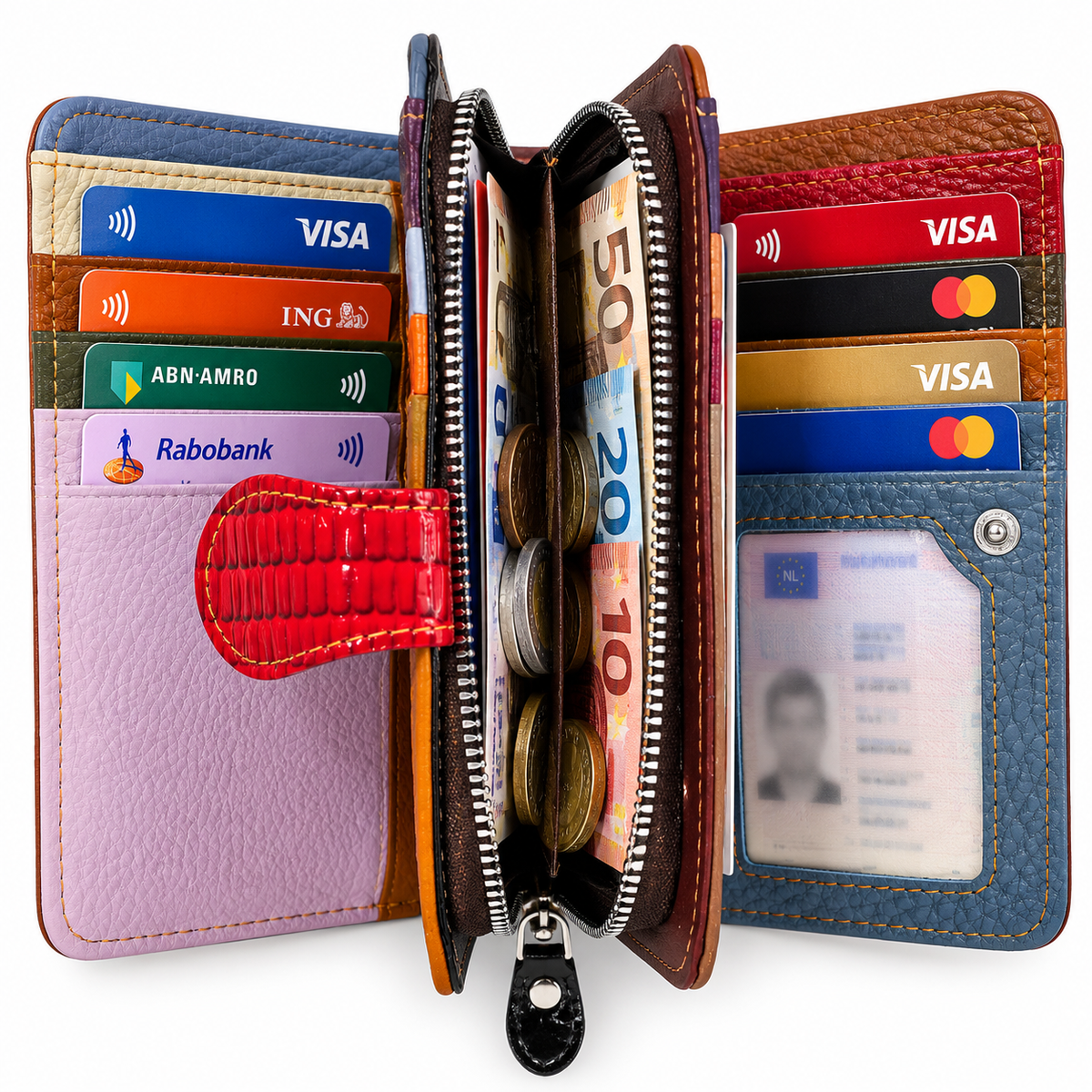 SENSE Leren Dames Portemonnee – Patchwork Multicolor