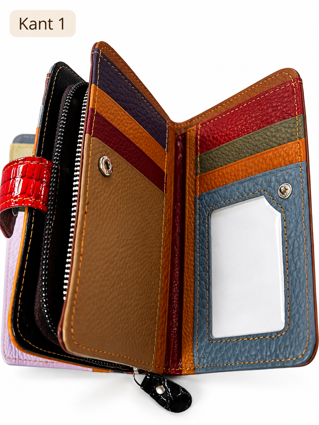 SENSE Leren Dames Portemonnee – Patchwork Multicolor