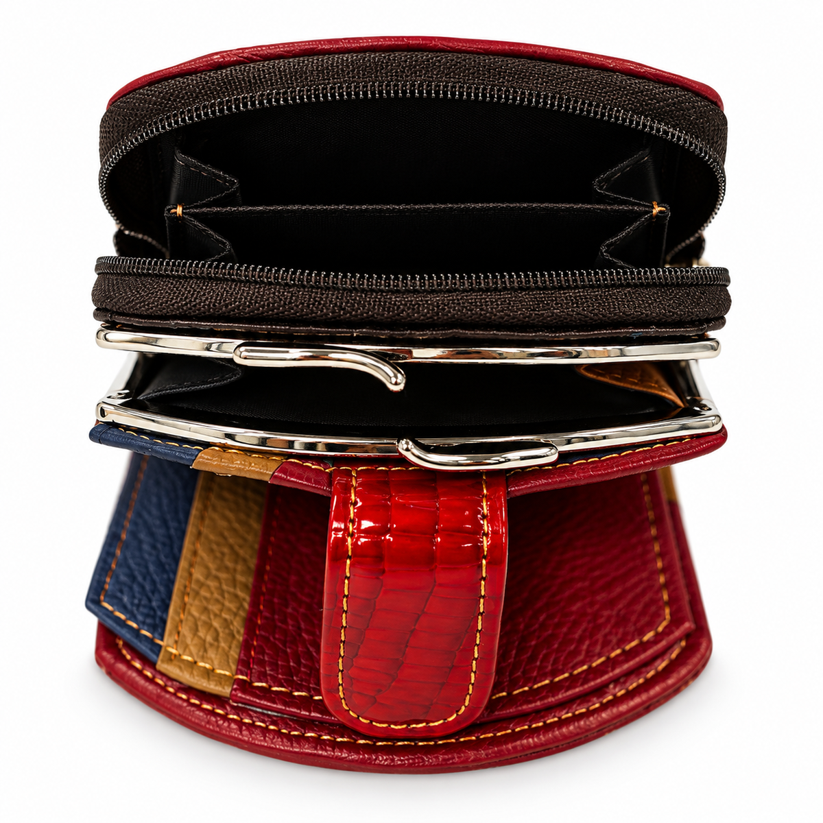 SENSE Leren Dames Portemonnee – Patchwork Multicolor