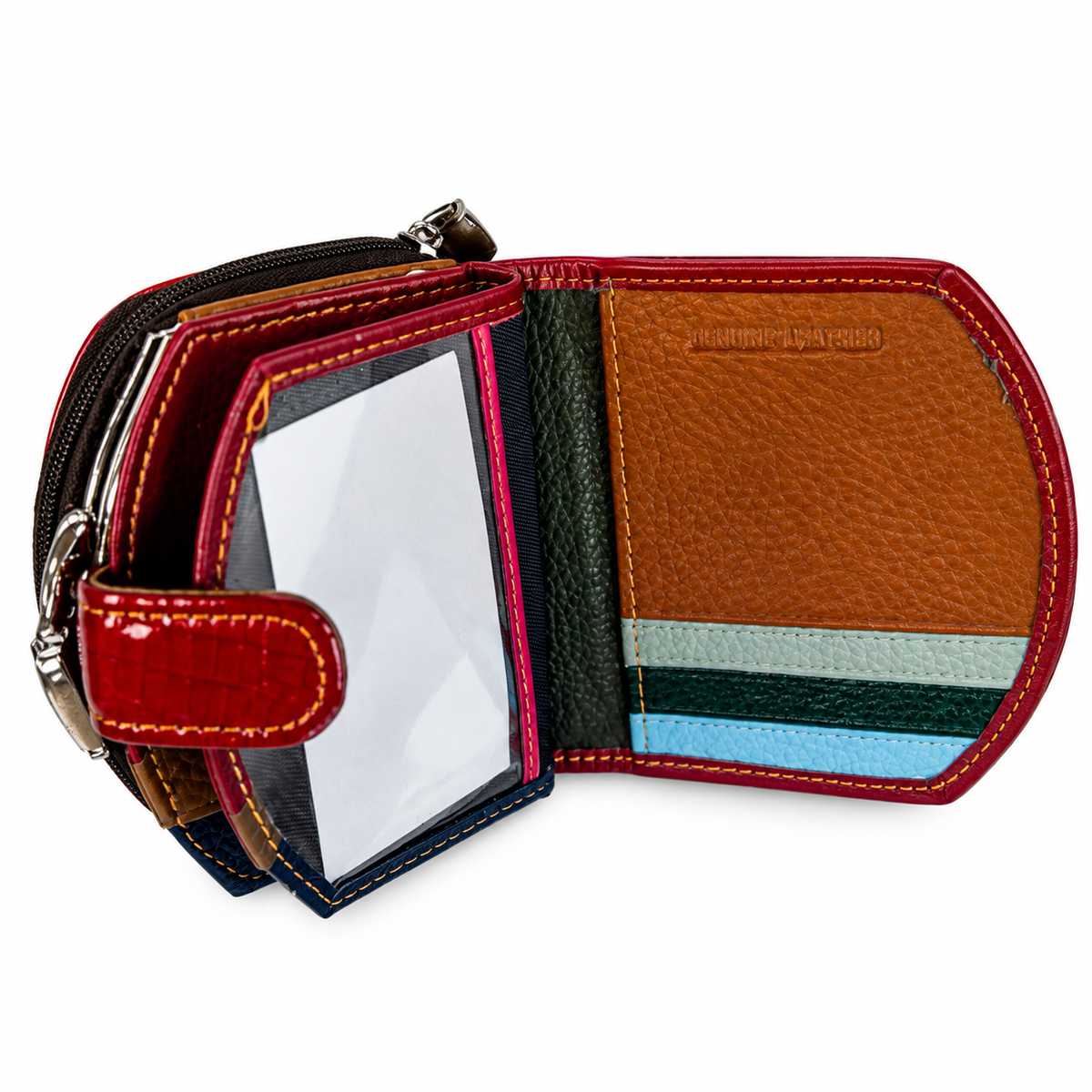 SENSE Leren Dames Portemonnee – Patchwork Multicolor