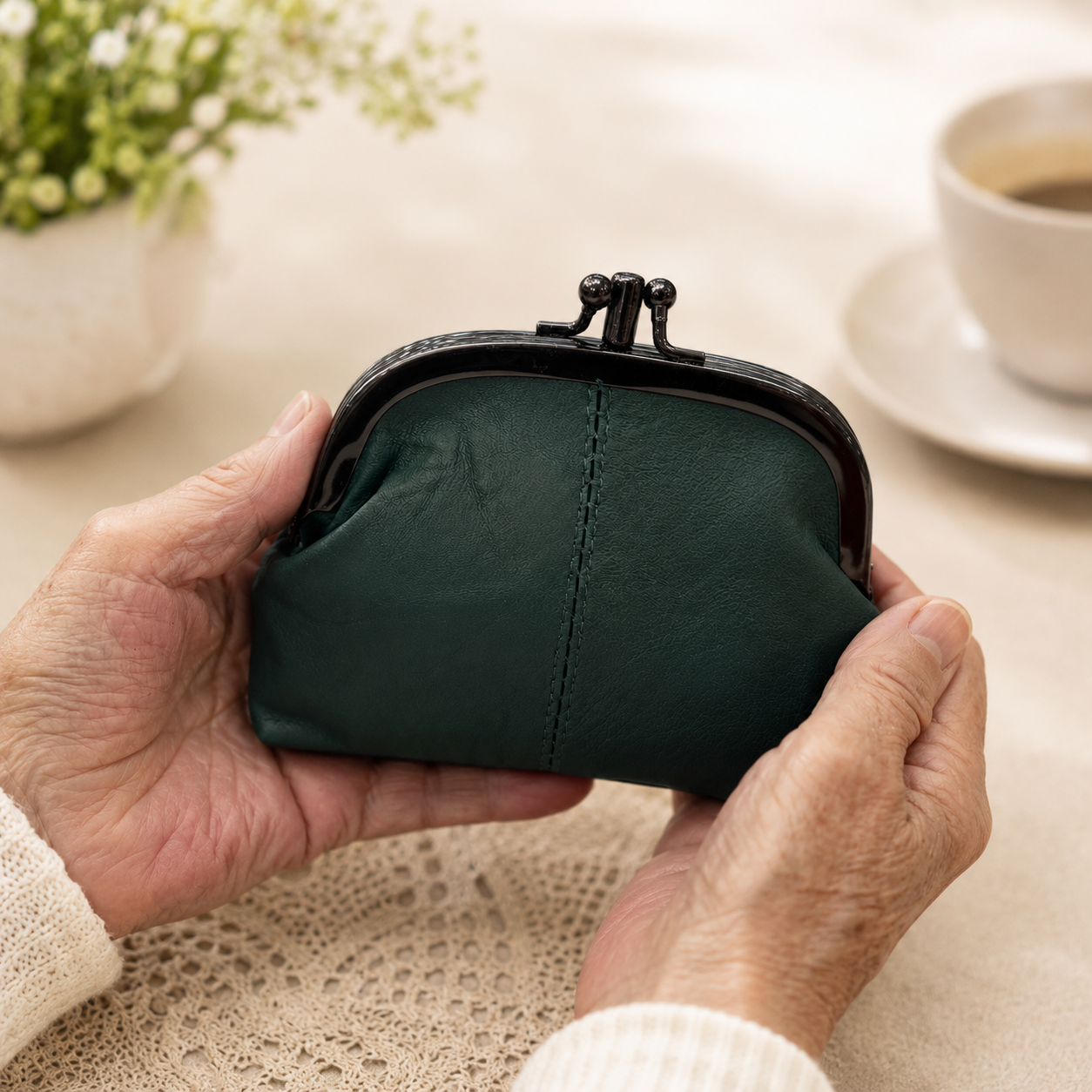 SENSE Leren Knip Portemonnee groen