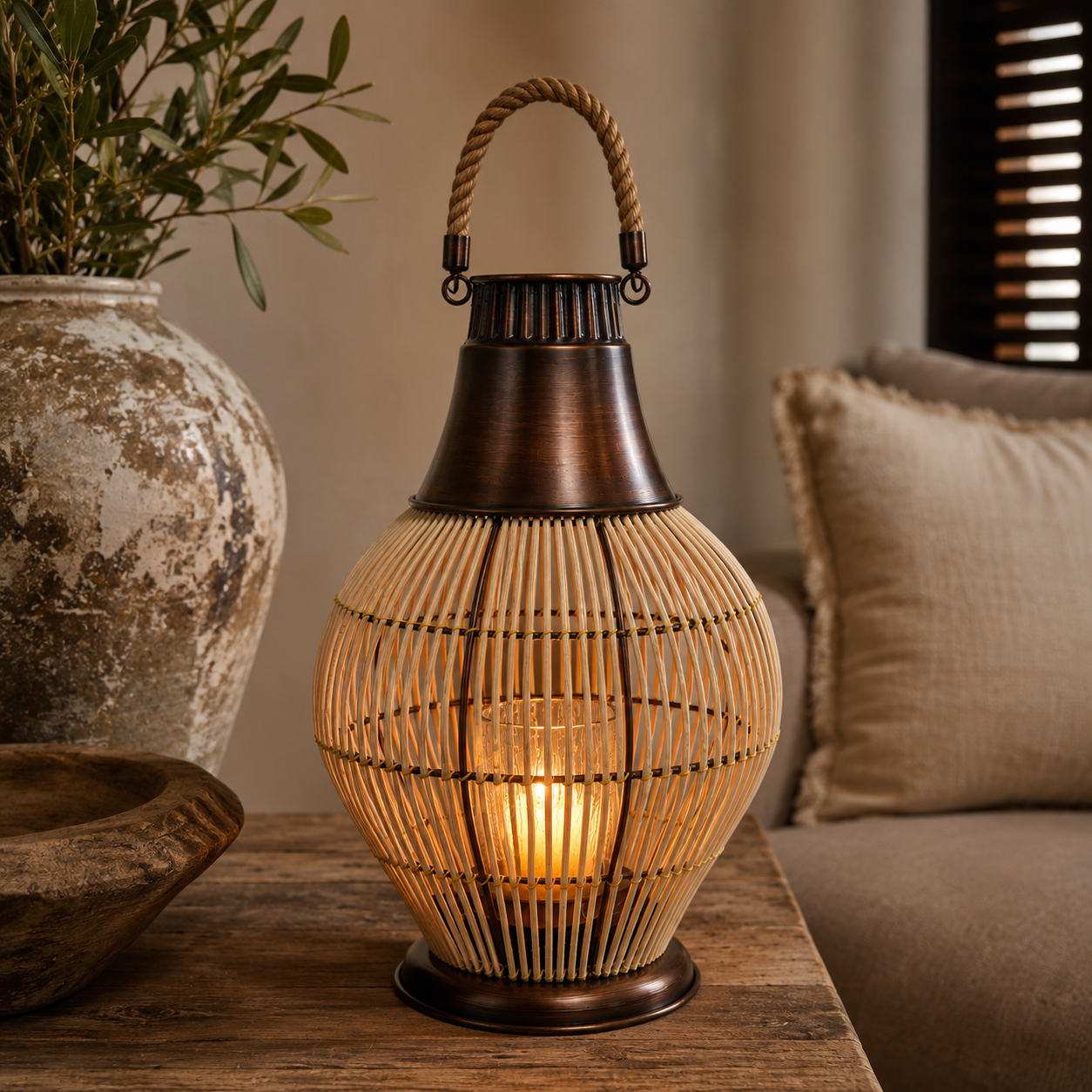 SENSE BAMBOO LANTERN Vintage Koper