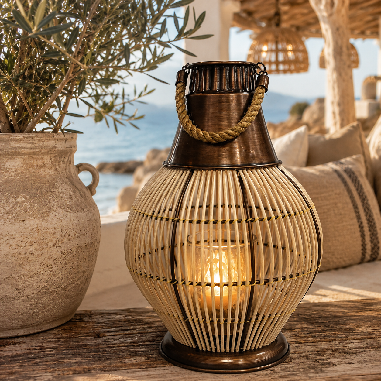 SENSE BAMBOO LANTERN Vintage Koper
