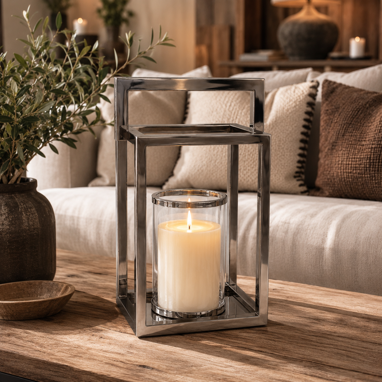 SENSE RVS Lantaarn Gepolijst met Glas